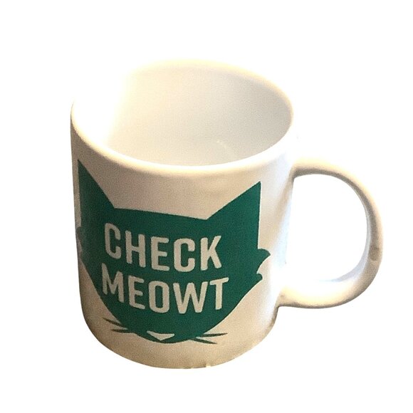 Check Meowt White Ceramic Coffee Mug Cat Royal Norfolk 3.75” Kitty Cat Lover - Picture 1 of 5